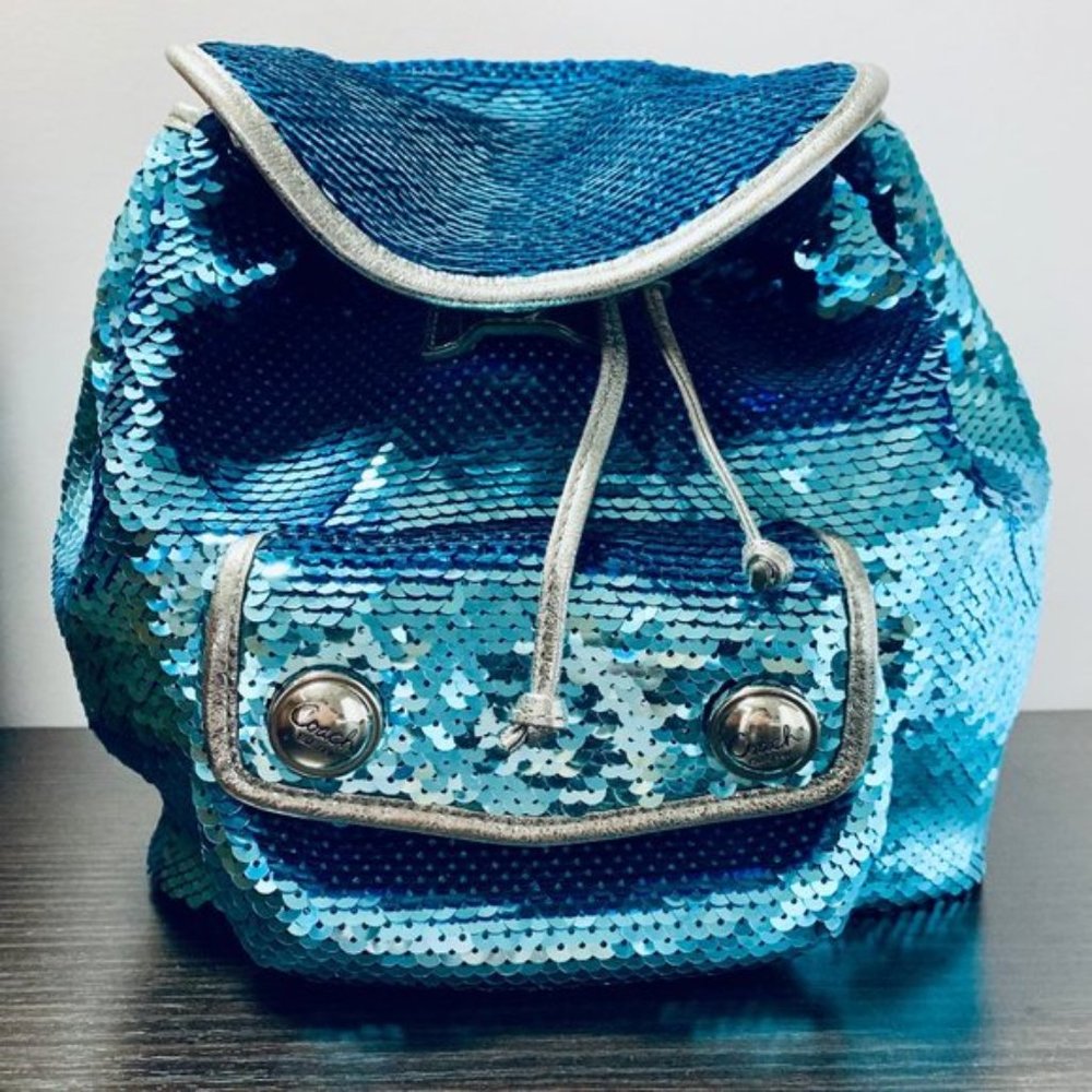 Coach Poppy Collection Sequined Chambray Backpack